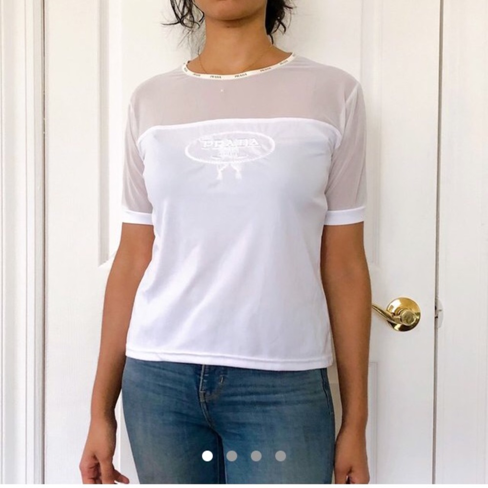 Prada Mesh Logo Blouse